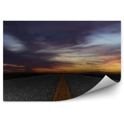 Decor fototapet Vedere de noapte a drumului aproape de aproape pe asfalt