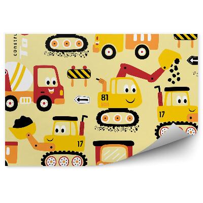 Fototapet vintage Semne de renovare a construcțiilor de mașini vesele