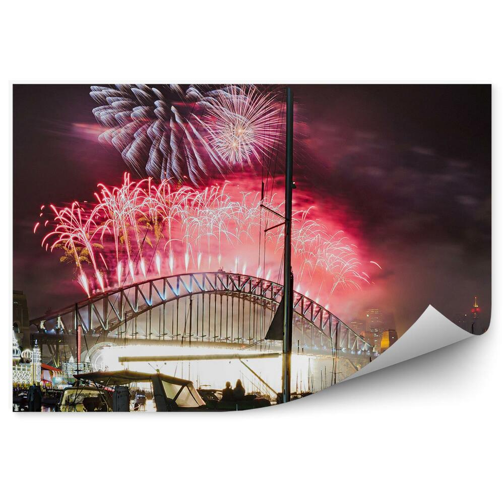 Fototapet pentru perete Focuri de artificii noapte lumini barca Sydney