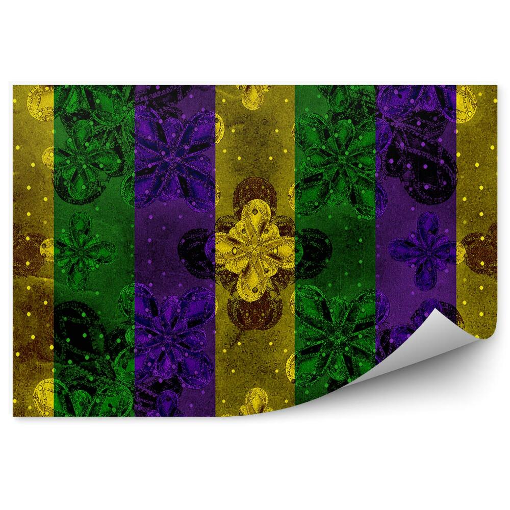 Fototapet perete Model Întunecat De Dungi Verticale Colorate Cu Flori