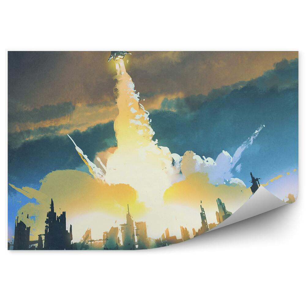 Decor fototapet Lansare rachetă oraș abandonat