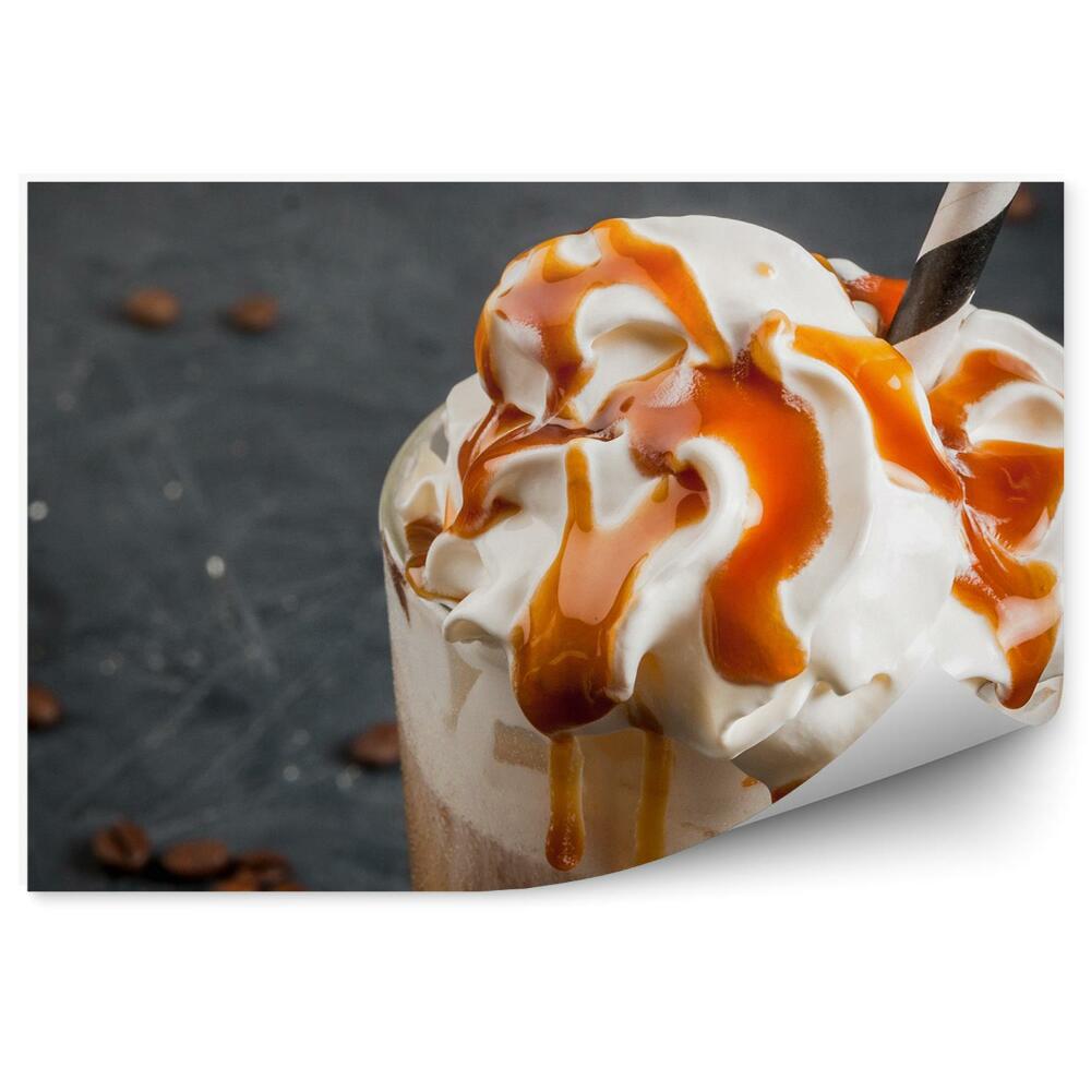 Decor fototapet Bautura rece cafea frappe sos frisca paie