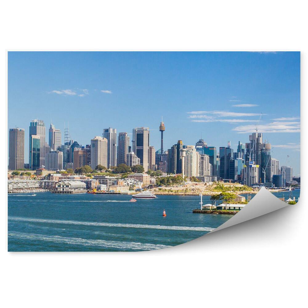 Fototapet Zgârie-Nori Copaci Nave Ocean Cer Nori Sydney