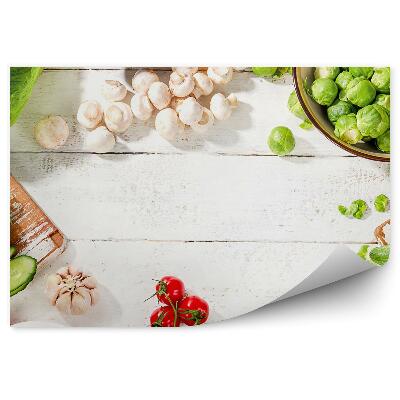 Fototapet Legume crude alimente sănătoase fundal alb colorat