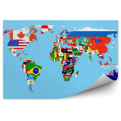 Fototapet pentru perete Harta Lumii Cu Steaguri