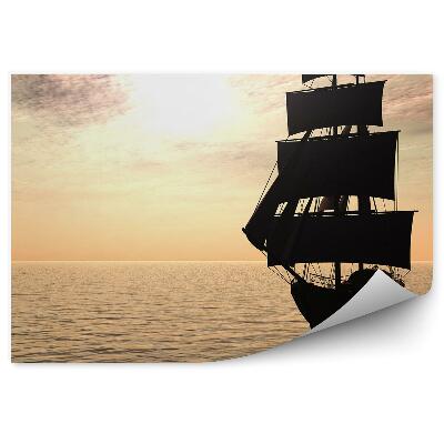 Fototapet perete Navă pe mare la răsăritul soarelui