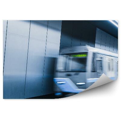 Fototapet vintage Tren în stația de metrou în mișcare