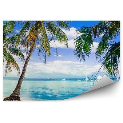 Fototapet vintage Palmieri De Apă Turcoaz Nisip De Plajă