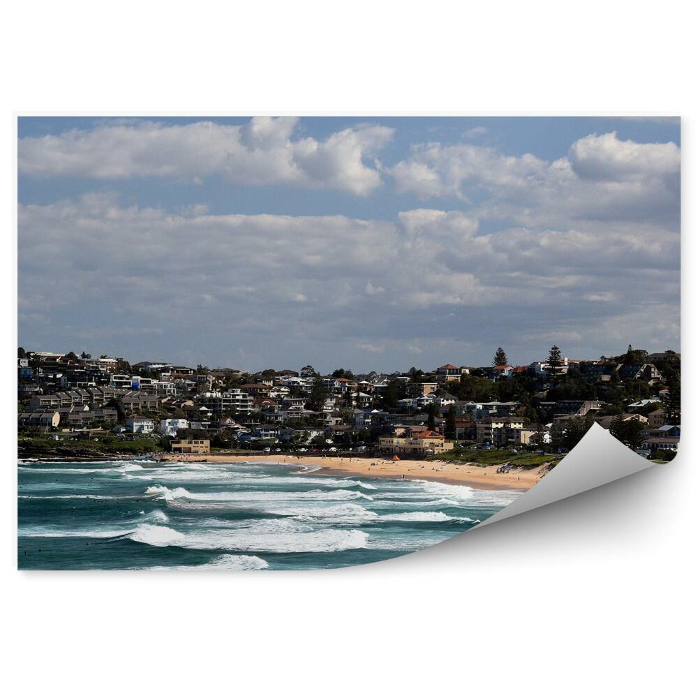 Fototapet Clădiri Ocean Valuri Plajă Cer Nori