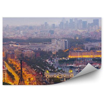 Fototapet pentru perete Panorama Port Vell A Orașului Barcelona Noaptea