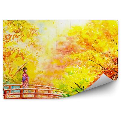 Fototapet perete Parc pictat Japonia kimono femeie