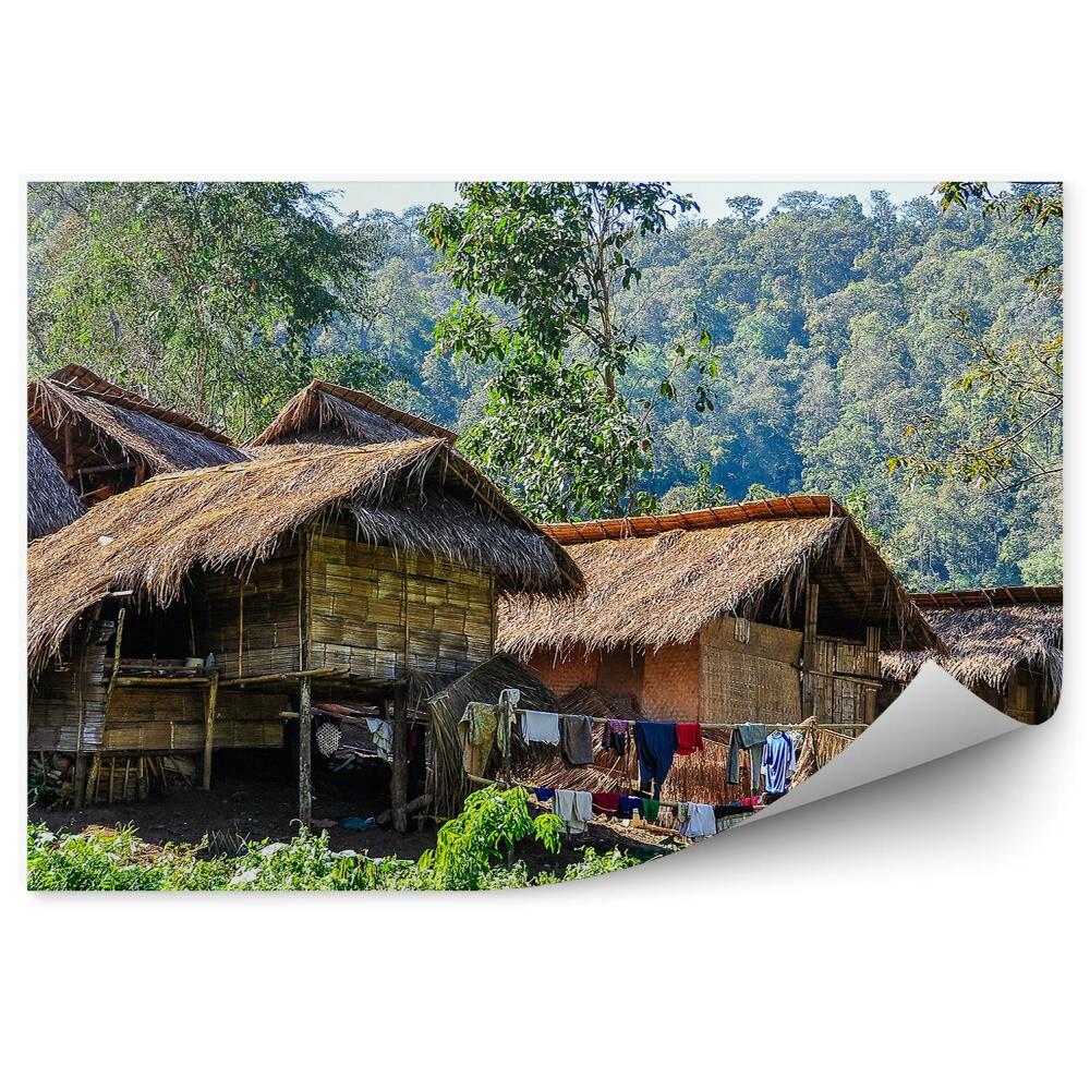 Fototapet perete Thailanda Cabane Copaci Palmieri Natura Cer