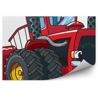 Fototapet Tractor roșu zâmbitor cu roți mari