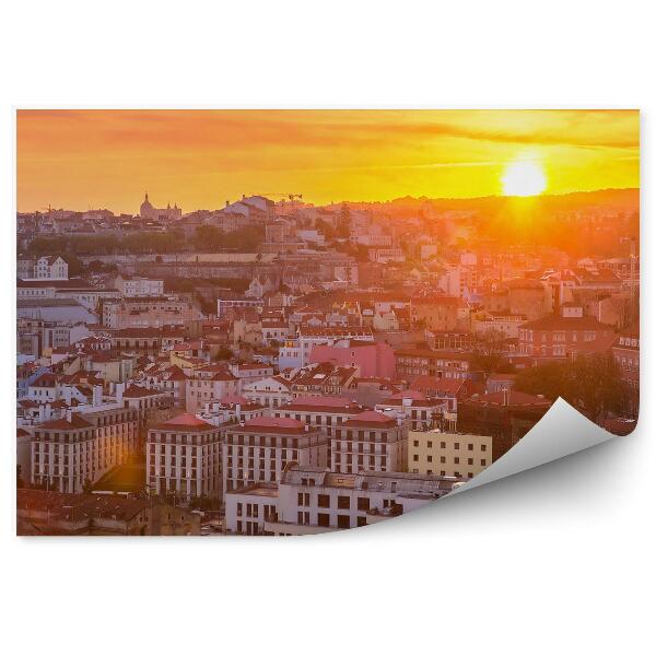 Fototapet Vedere Aeriană La Apus De Soare Clădirile Lisabona