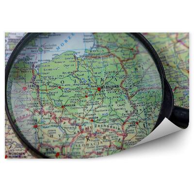 Fototapet Lupa Harta Poloniei verde