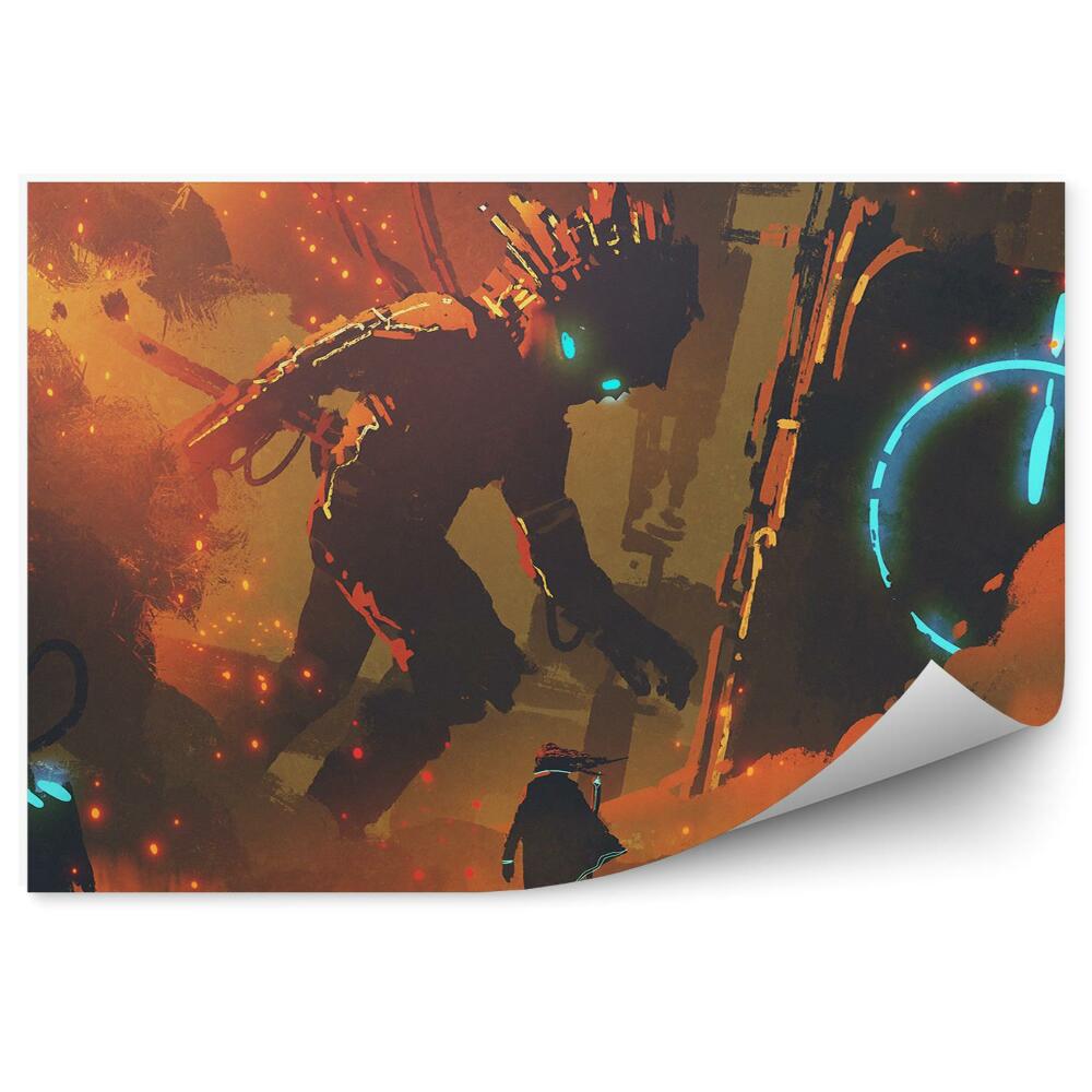 Fototapet vintage Om Fire Robot Gigant