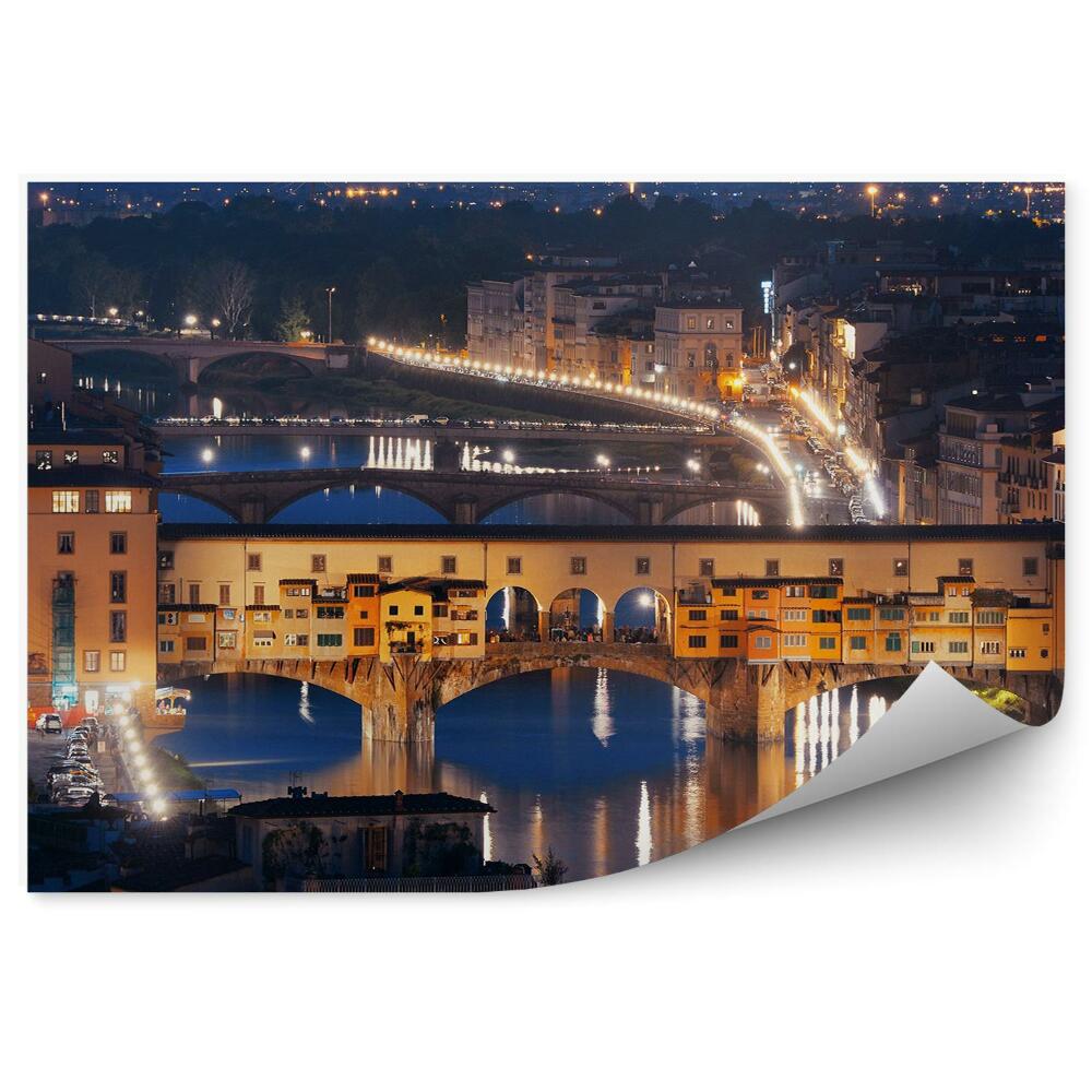 Decor fototapet Aurarii Pod Râu Clădiri Cer Florence Apus De Soare