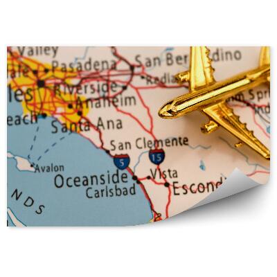 Decor fototapet Harta model de avion de aur a Americii