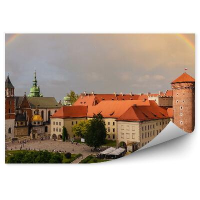 Fototapet vintage Castel, Catedrala Wawel, Oameni, Curcubeu, Nori