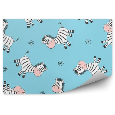 Decor fototapet Zebre pe fond albastru