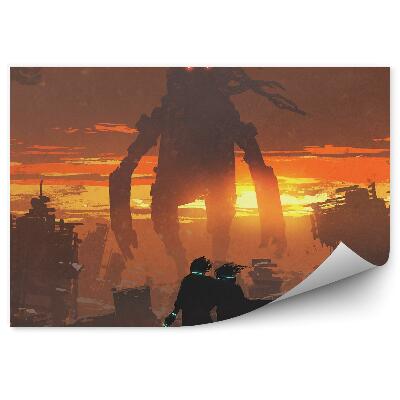 Fototapet pentru perete O Pereche De Arme Robot Uriaș Distruge Orașul