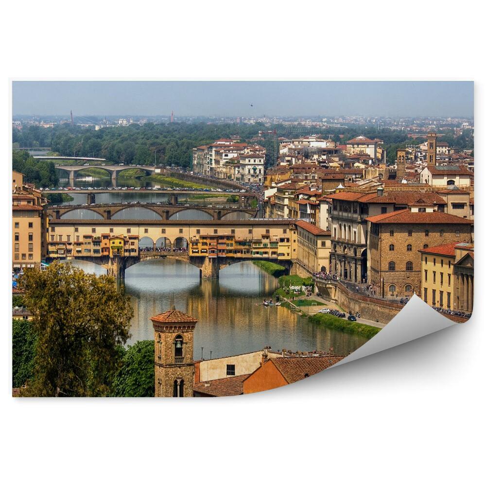 Fototapet vintage Aurarii Pod Râu Clădiri Râu Florence