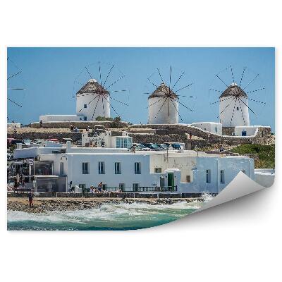 Fototapet vintage Insule Mykonos, Mori De Vant, Turisti, Valuri