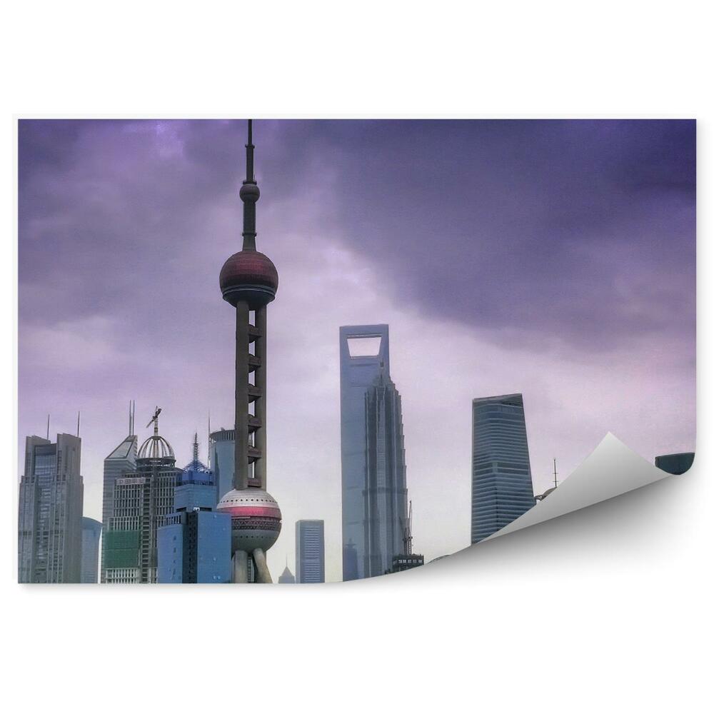 Fototapet pentru perete Clădiri orașului modern cer înnorat apă