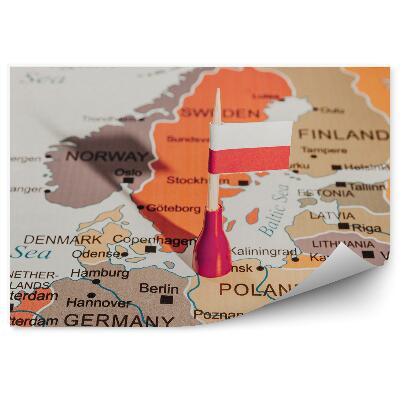 Fototapet perete Harta Europei Polonia steagul Poloniei pion