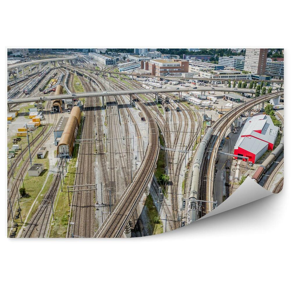 Fototapet perete Vedere aeriană a căilor ferate orașului