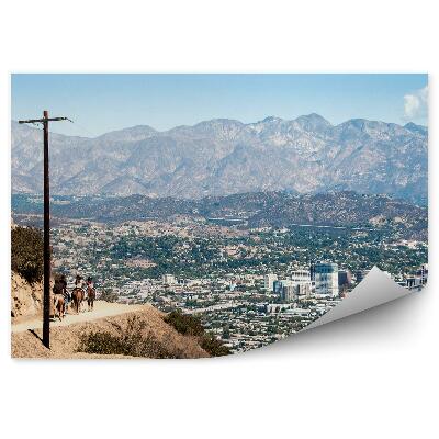 Fototapet Cai Munți Zgârie-Nori Iarbă Cer Nori California Los Angeles