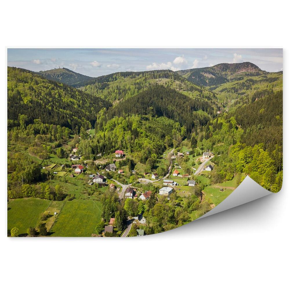 Fototapet Păduri Verzi Munți Oraș Vedere Aeriană