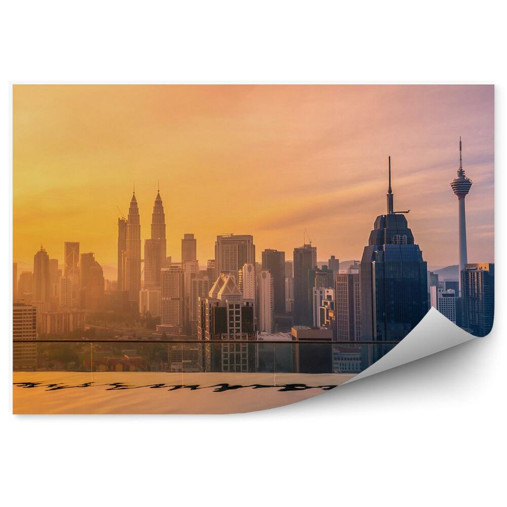 Fototapet vintage Kuala Lumpur orizontul orașului apă