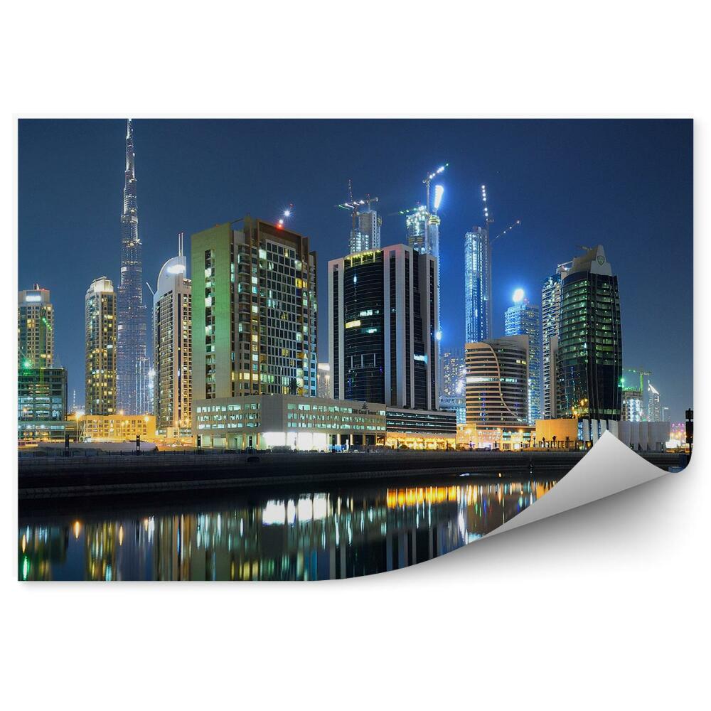 Fototapet Arhitectura Dubai reflexia apei lumini de noapte