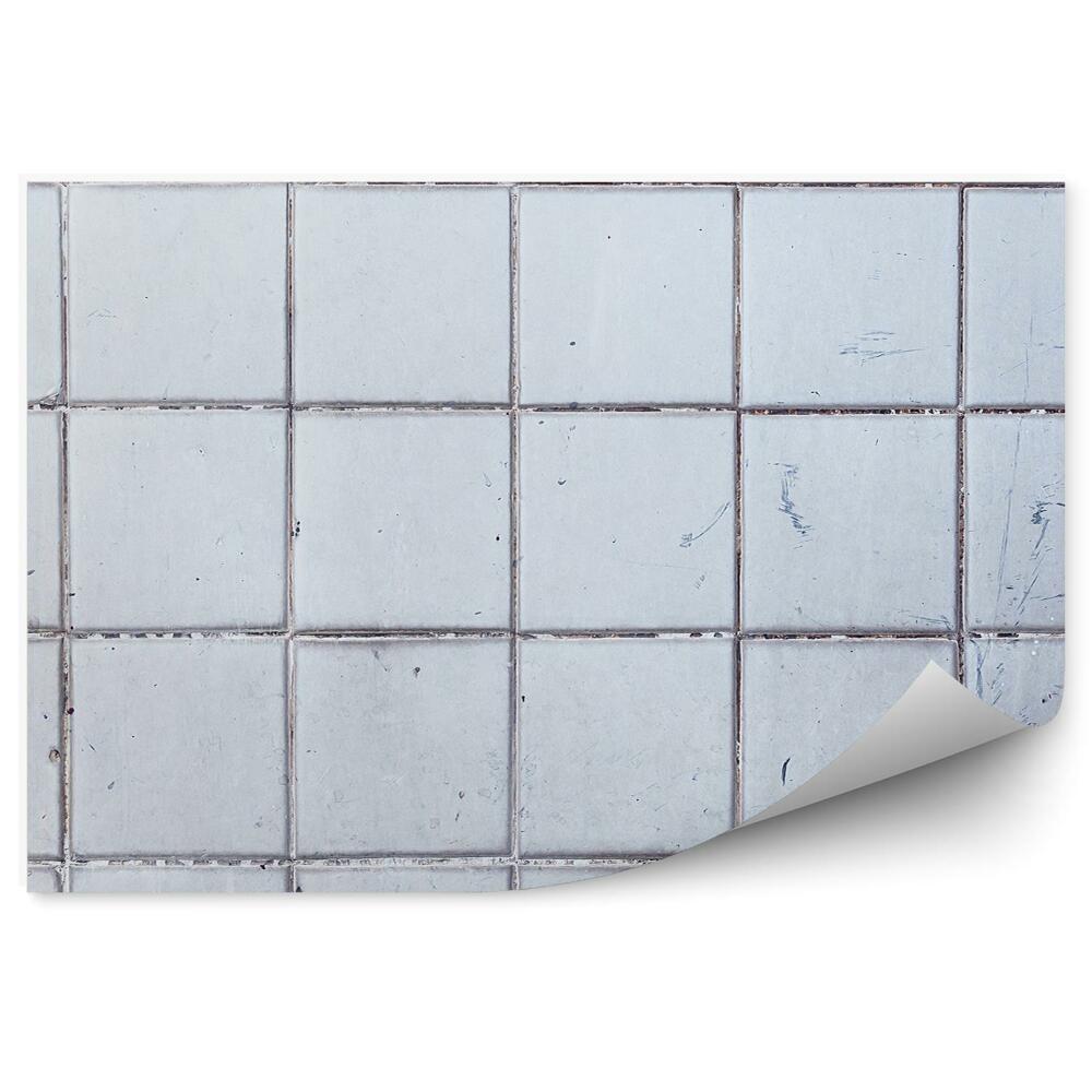 Fototapet vintage Model Grunge De Plăci În Carouri Albastre