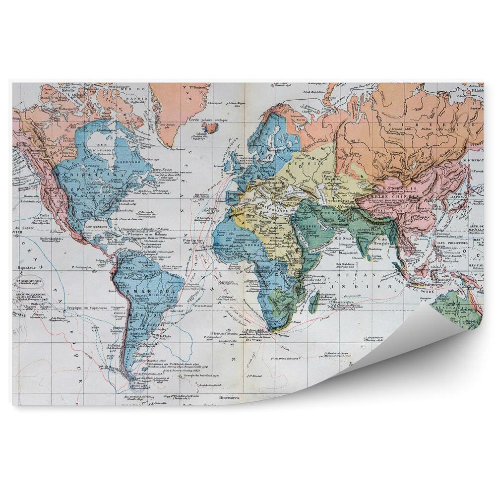 Decor fototapet Expediții cu harta lumii vechi