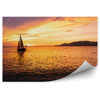 Decor fototapet Păsări de răsărit de soare cu barca cu vele