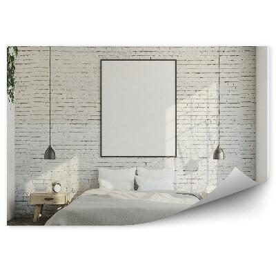 Fototapet Dormitor Cu Perete De Cărămidă Albă