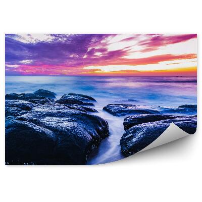 Fototapet pentru perete Pietre Apă Mare Cer Colorat Nori