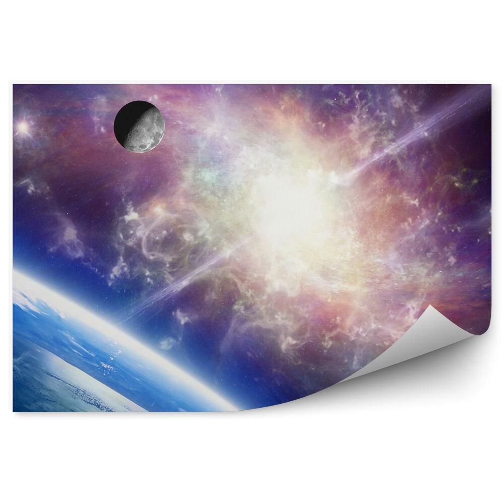 Fototapet pentru perete Planeta Pământ Cosmos Luna Luminează Galaxia