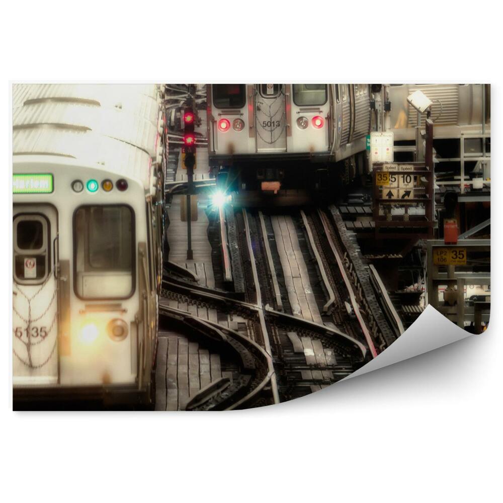 Fototapet perete Trenuri șine lumini transport cale ferată