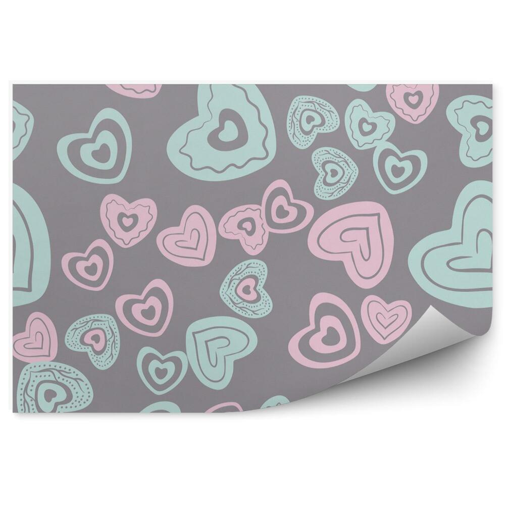 Fototapet pentru perete Model de inimioare albastre și roz