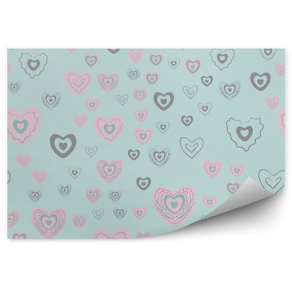 Fototapet vintage Inimi pe un fundal albastru