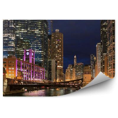 Fototapet Zgârie-Nori Lumini Pod Noapte