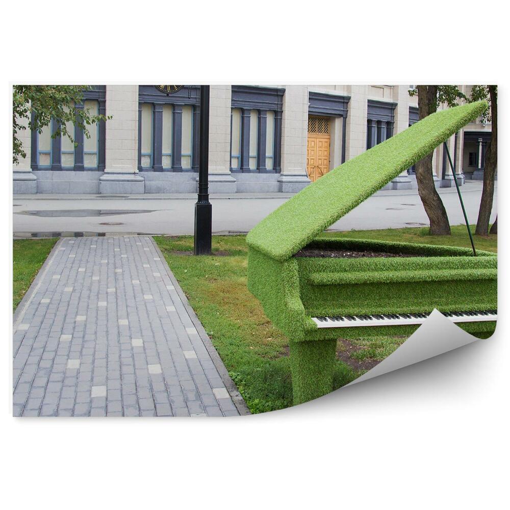 Fototapet pentru perete Cladiri Copaci Cale Pian Taste Verde Vegetatie Ceas Instrument