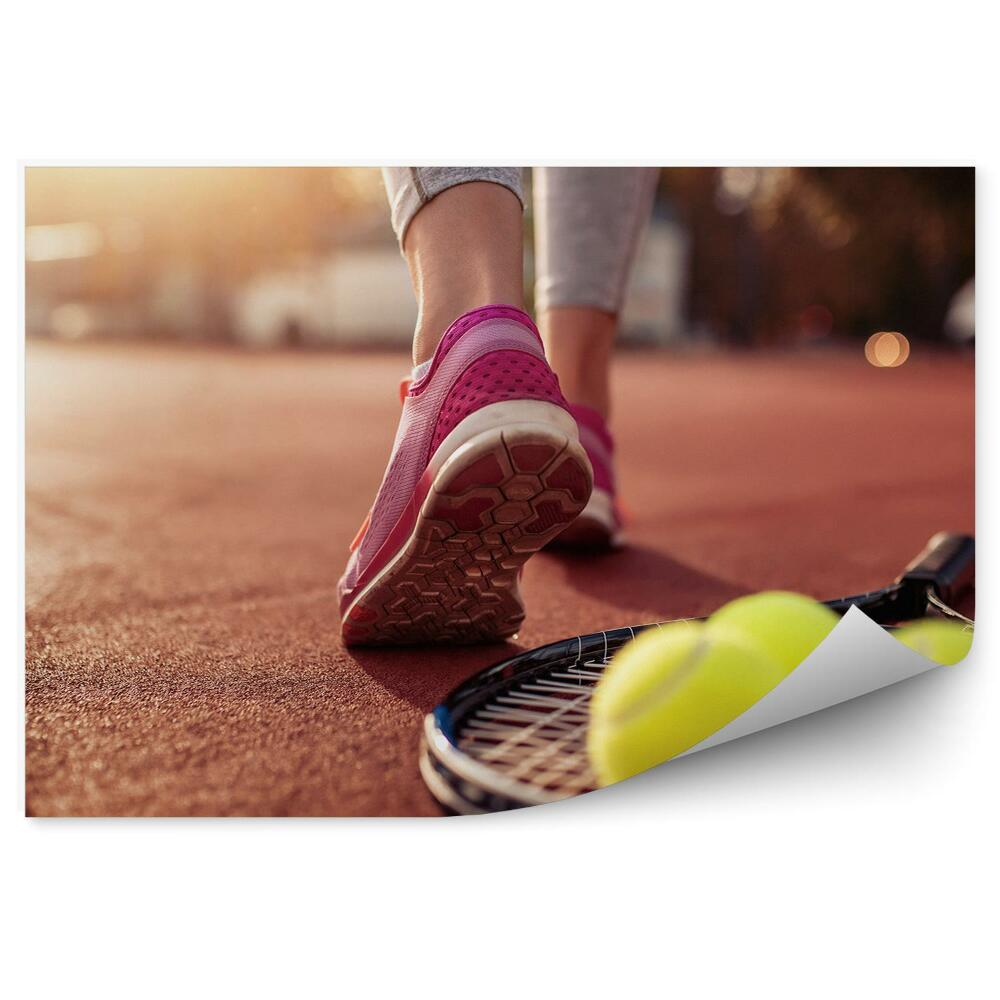 Fototapet Tenis cu rachete cu bile teren de tenis jucător de tenis bidon