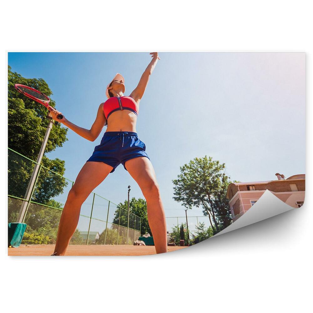 Fototapet pentru perete Servirea jucător de tenis tenis de tenis teren de tenis rachete de construcție