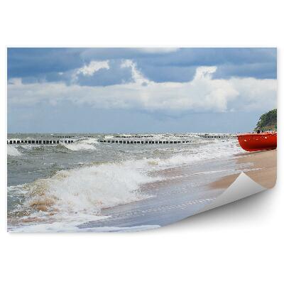 Decor fototapet Valurile Mării Cer Înnorat Barcă De Nisip