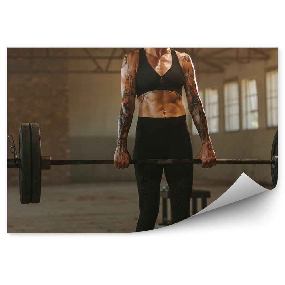 Fototapet perete Femeie de haltere tatuaj