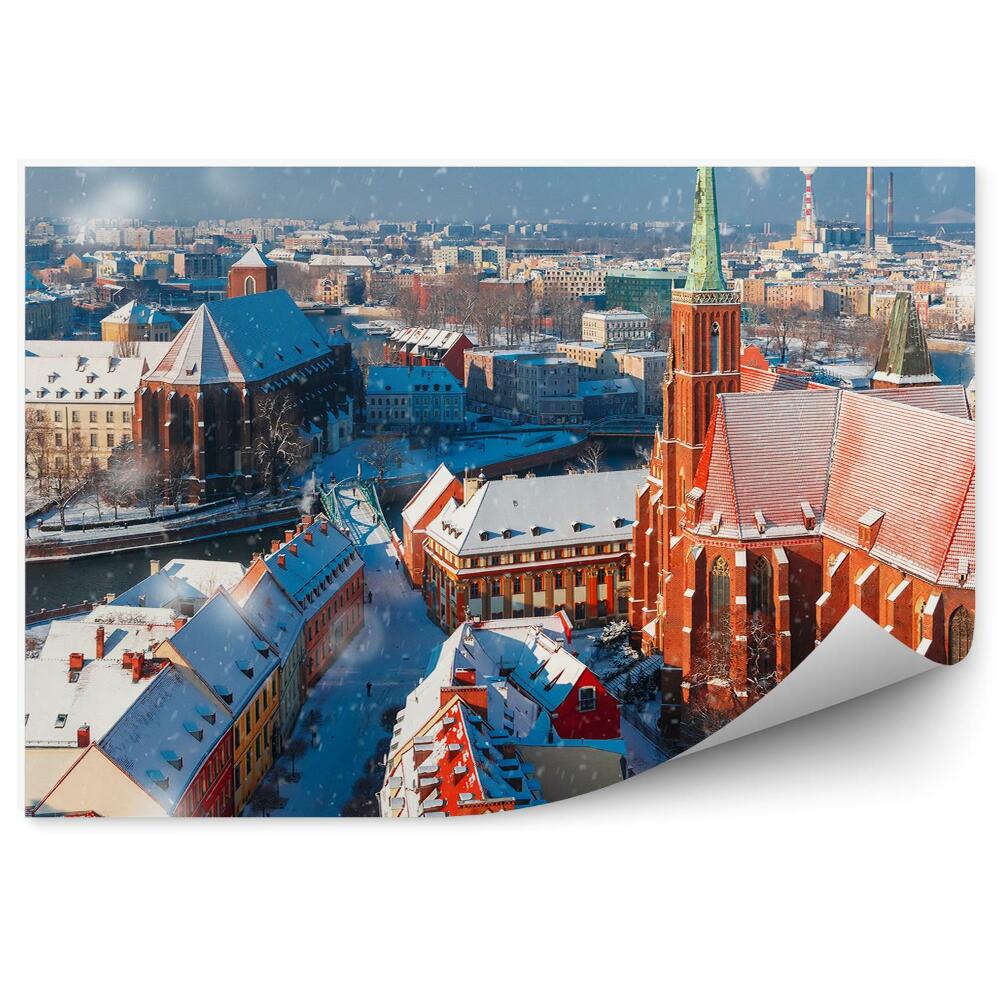 Decor fototapet Vedere Aeriană Ostrów Tumski Zăpadă De Iarnă